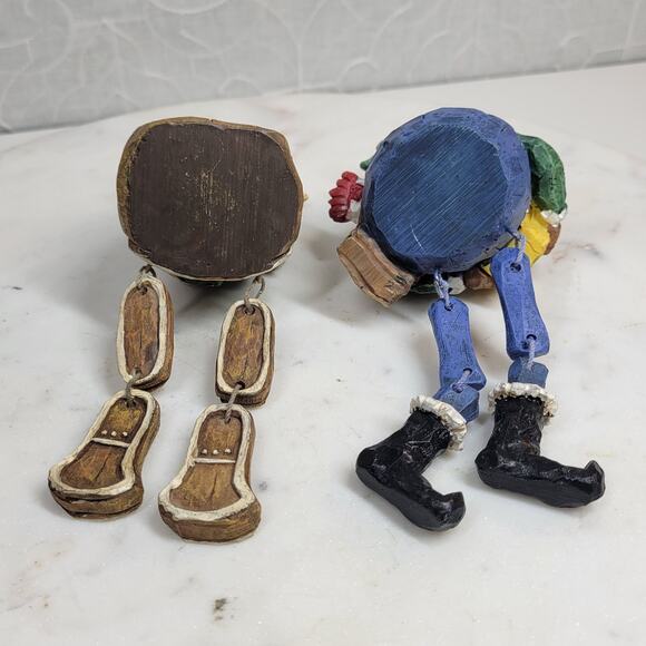 VINTAGE Sitting Gingerbread Man and Elf Dangle Leg Hanging Shelf Decorations - Picture 3 of 13